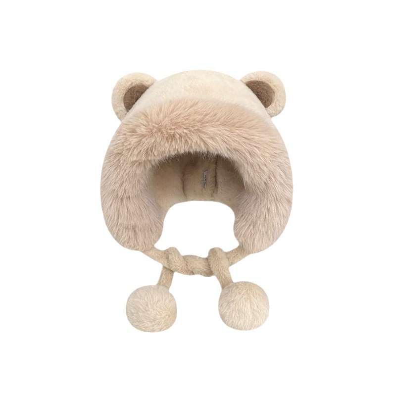 In autumn and winter, there are cute little bear fluffy and versatile ear-protecting headscarves and hats. They are thickened for women, providing warmth and protection Item Picture
