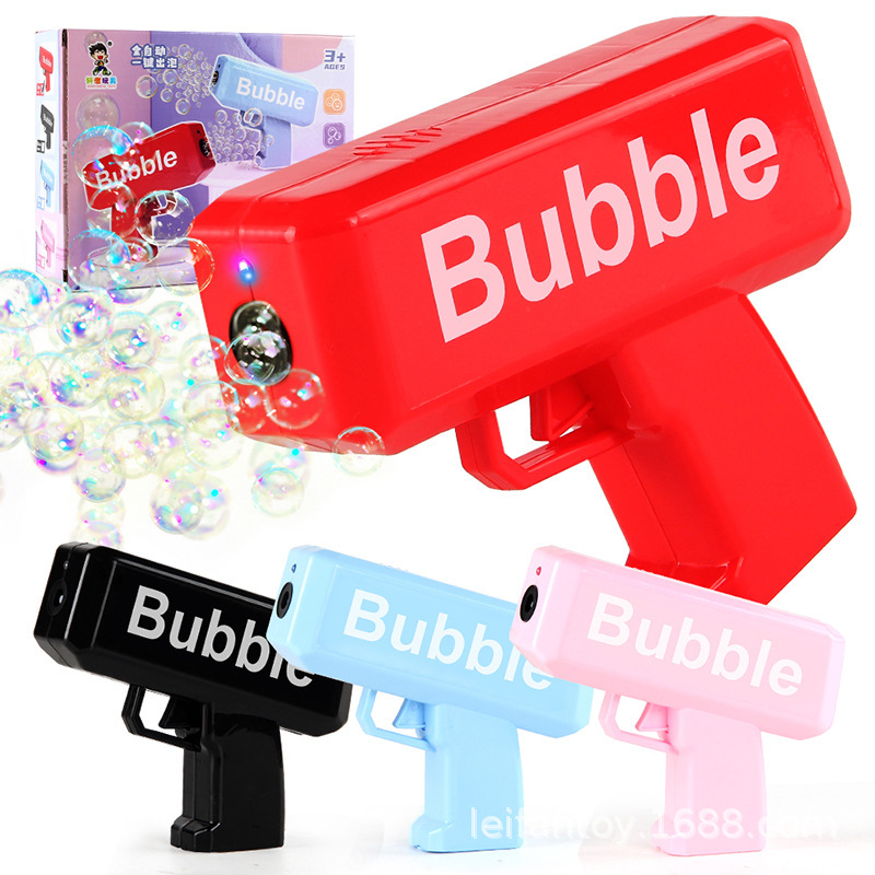 The upgraded version of the new children's summer electric light and music money spray gun bubble machine with multiple holes details Picture