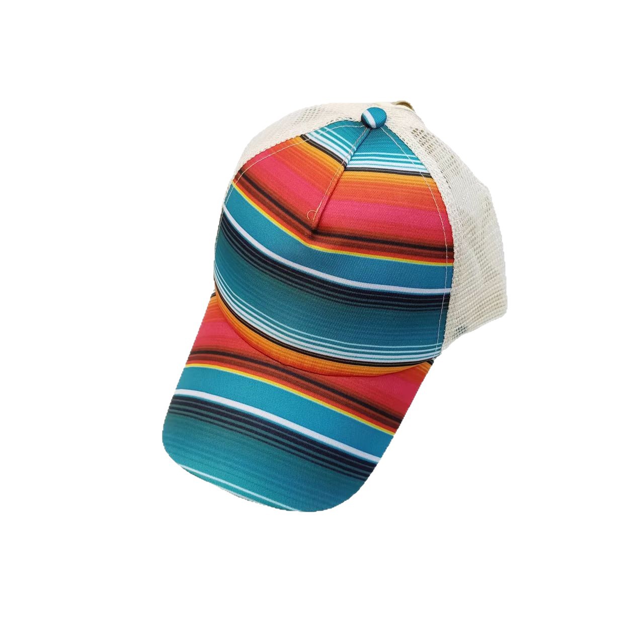 Wholesale of sunflower striped cross elastic net caps, baseball caps, ponytail hair ties, cross-border women's cross caps Item Picture