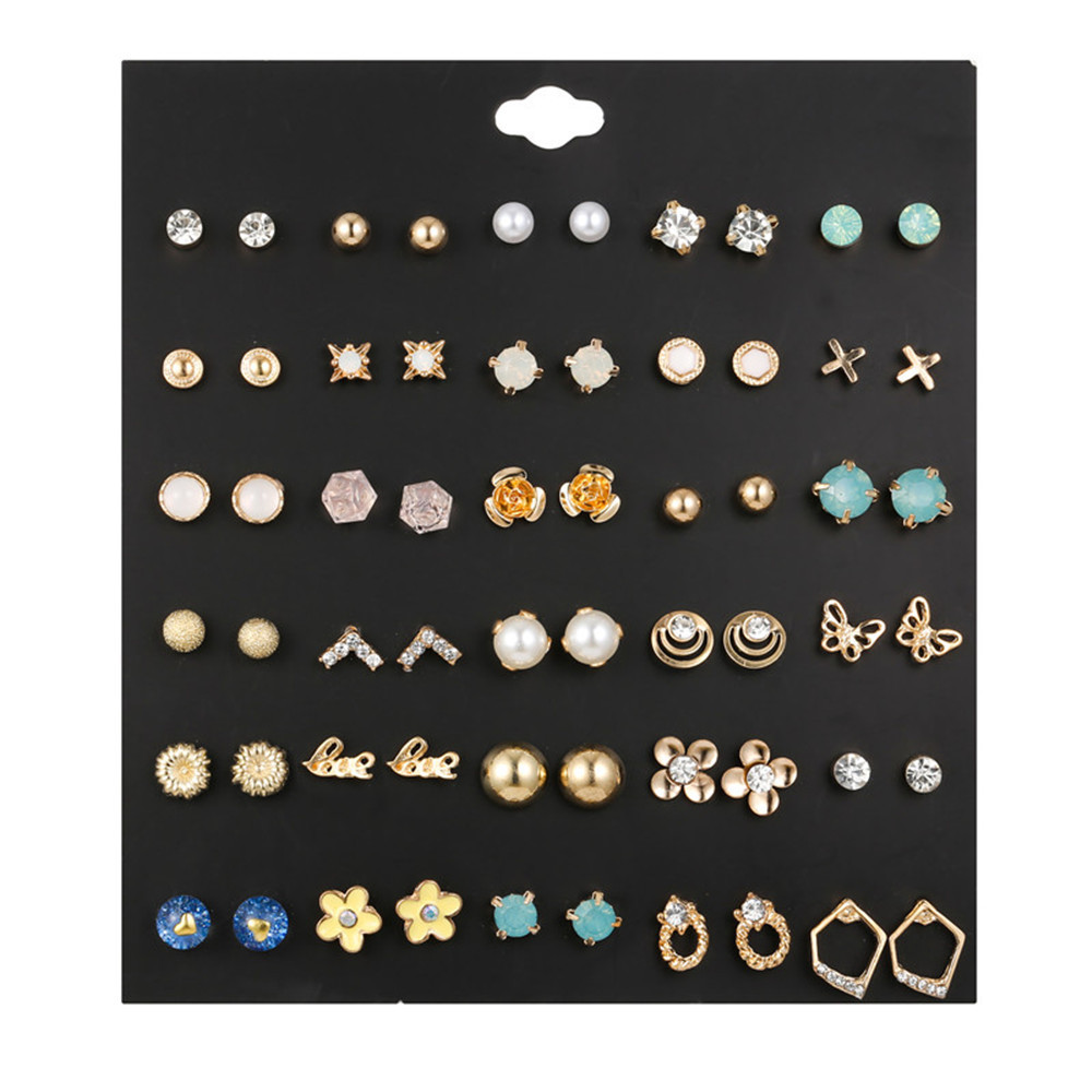 Wholesale of 30 pairs of different combinations of European and American trends, Korean style Instagram earrings, high-quality earrings and stud earrings for women details Picture