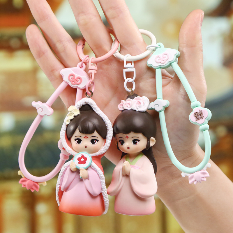 钥匙扣/卡通钥匙扣挂件/钥匙扣公仔挂件/宋锦/流沙入油玩具产品图