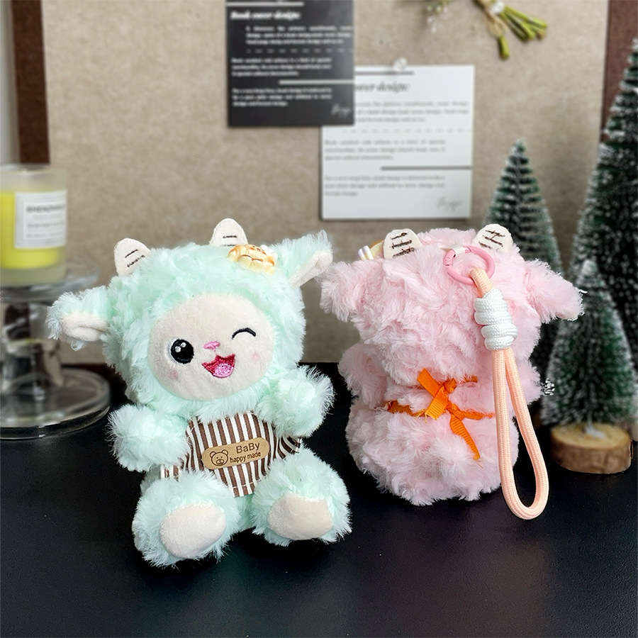New cute and girlish baked little sheep plush toy doll backpack pendant tabletop little sheep doll keychain doll Specification image