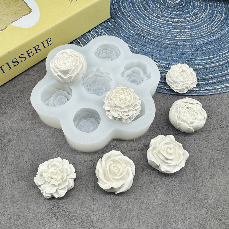 Rose and peony silicone molds for baking cakes, flower-shaped chocolate tools, DIY gypsum candle molds Specification image