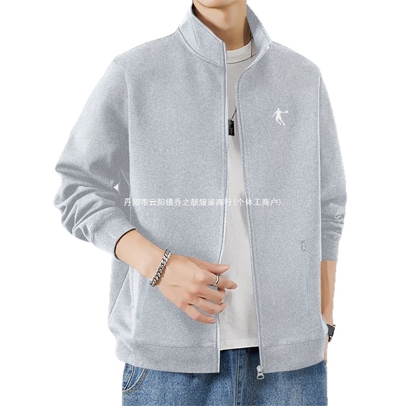 Chinese Jordan men's autumn new stand-up collar cardigan, comfortable, trendy, loose and casual long-sleeved sportswear for men Item Picture