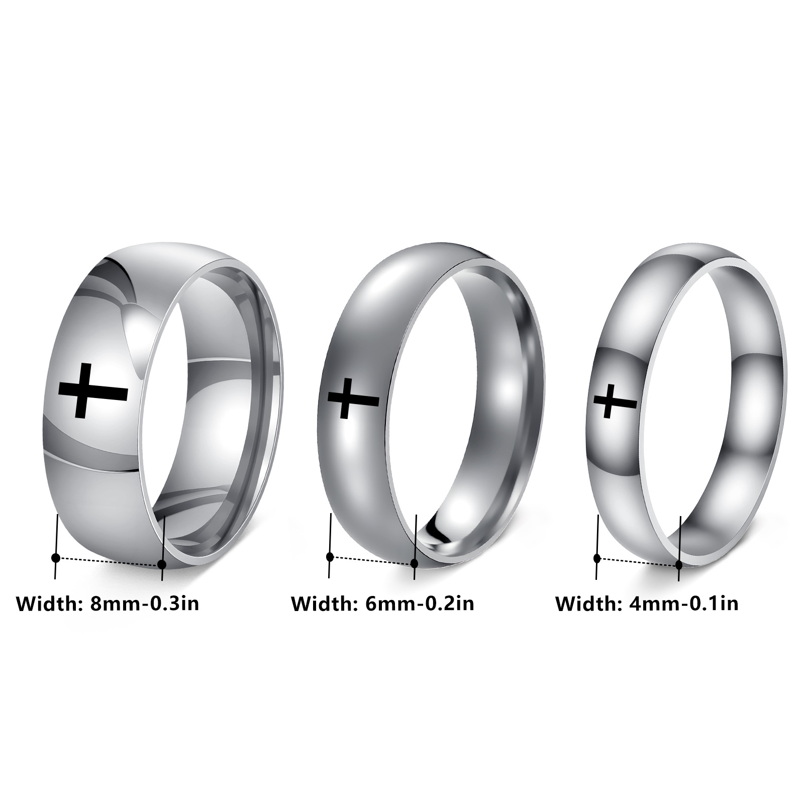 New cross-border stainless steel smooth cross ring, 4mm, 6mm, 8mm, vacuum electroplated in the furnace, does not fade Item Picture