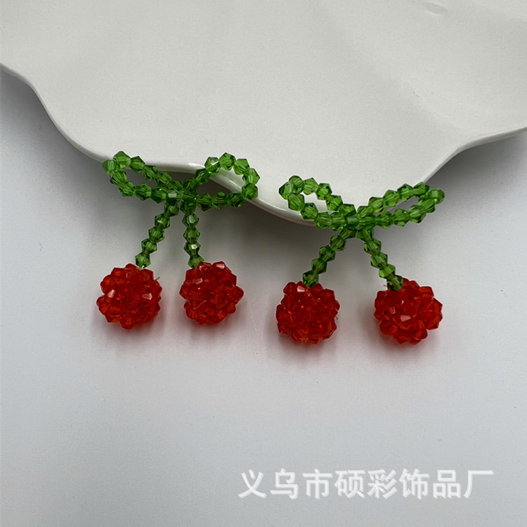 Factory stock of hand-woven beaded crystal cherry fashion accessories, necklaces, earrings, pendants, DIY handicrafts Application Scenario