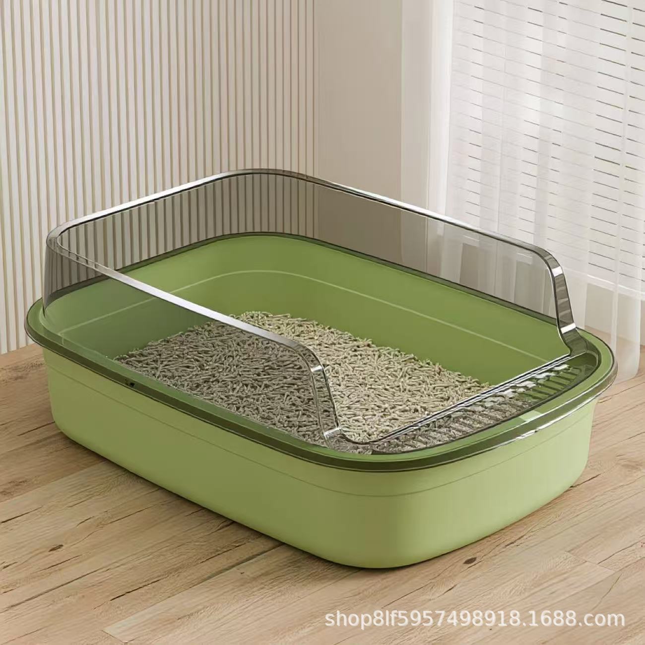 Baño de gato engrosado productos para mascotas lavabo de arena para gatos extra grande y anti-olor generator semi-cerrado lavabo de arena para gatos extra grande y anti-salpicaduras exteriores Specification image
