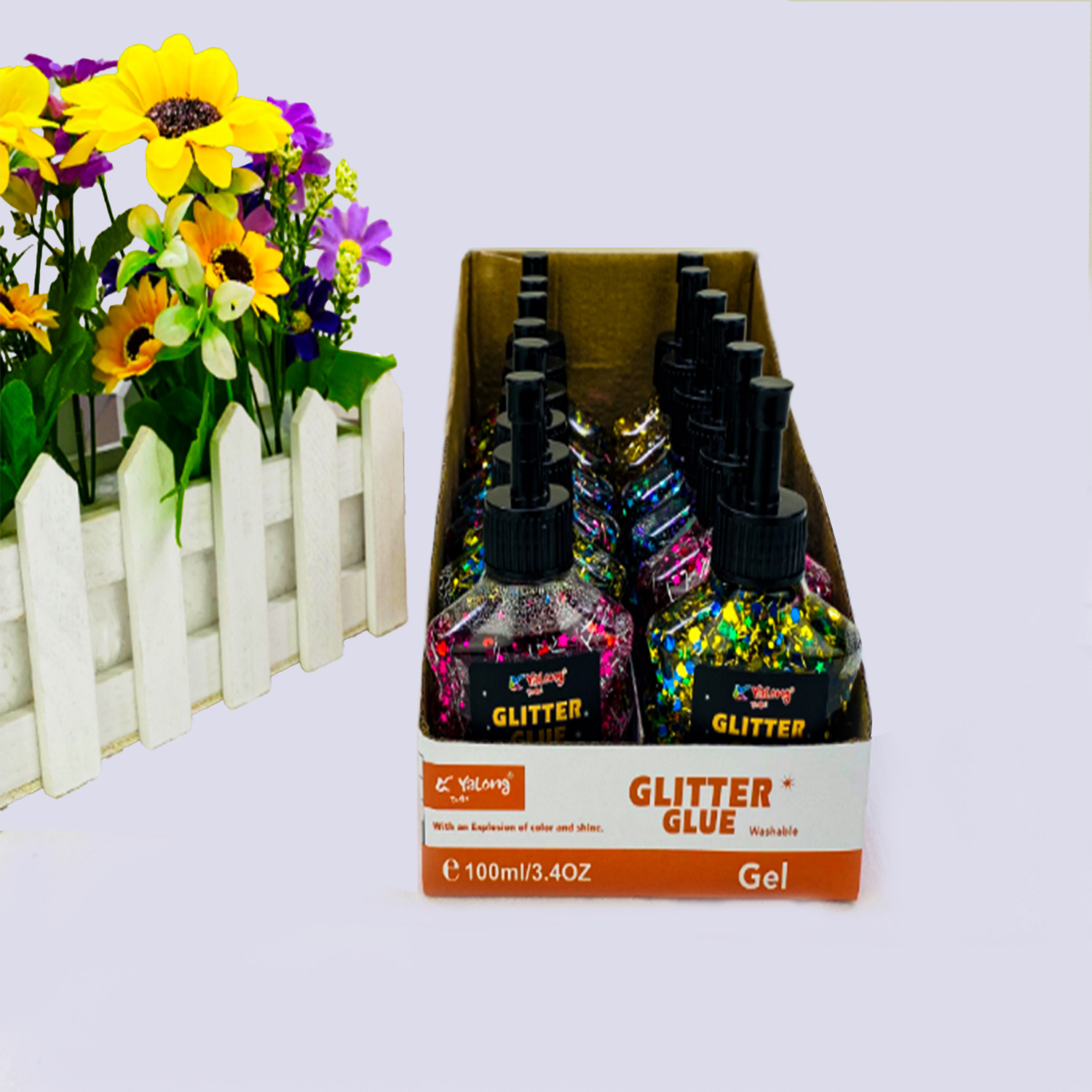 Yalong Cross-border students' DIY drawing, particle color glue, gold powder glue, sequin liquid glue details Picture