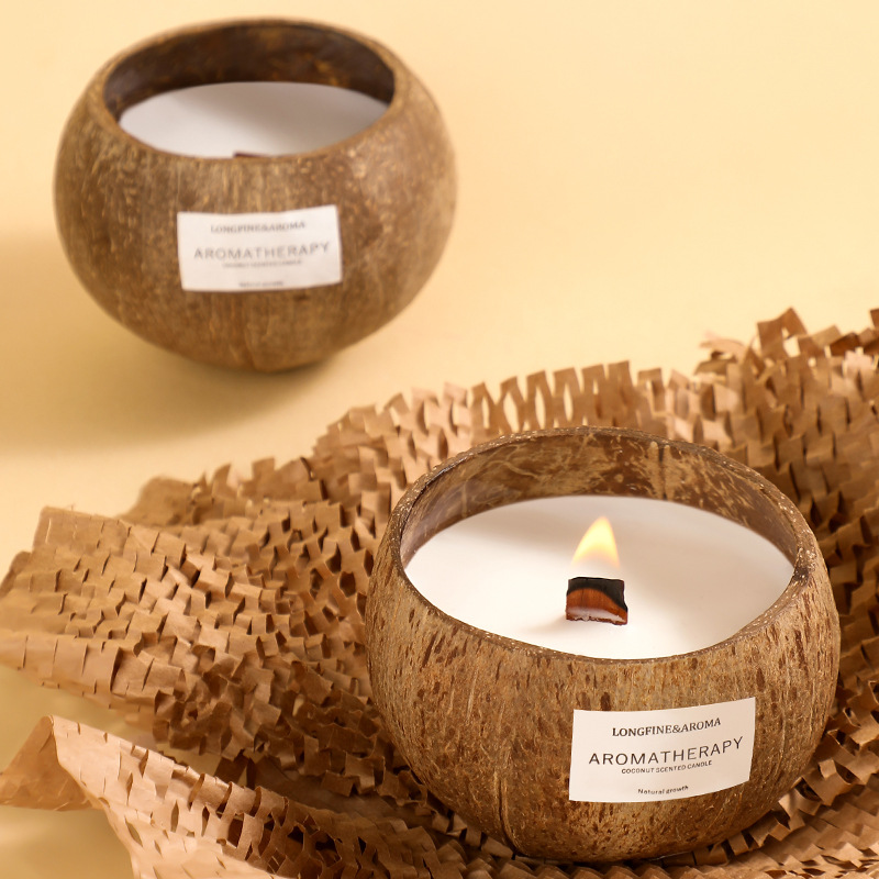 Coconut shell scented candles create an atmosphere in the bedroom, creative scented birthday candles, and soy wax scented souvenirs
