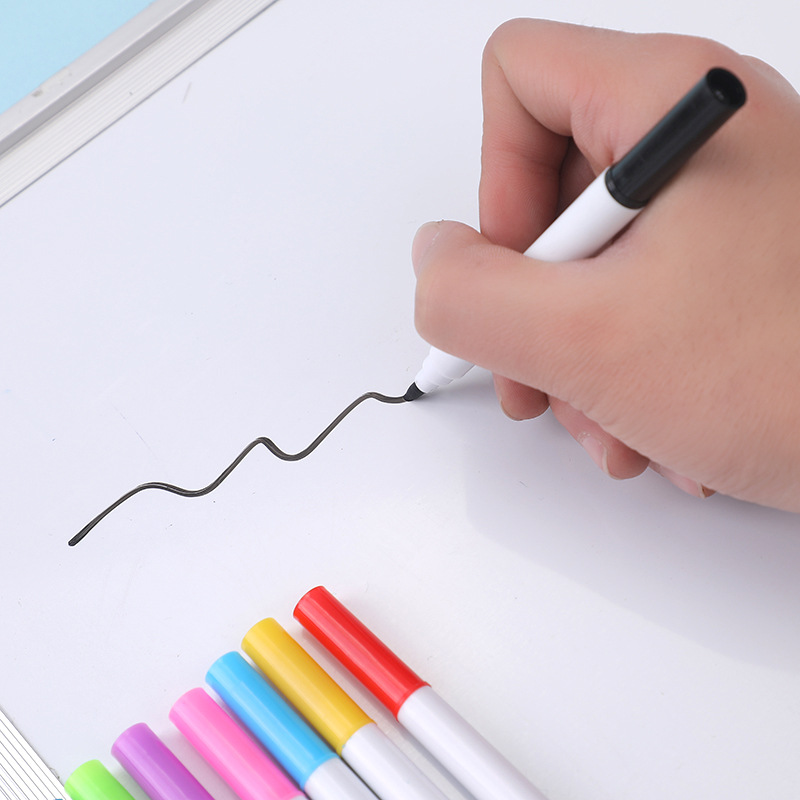 Qianhui 8-color children's whiteboard pen, black water-based color fine tip printing marker pen, erasable whiteboard pen Specification image