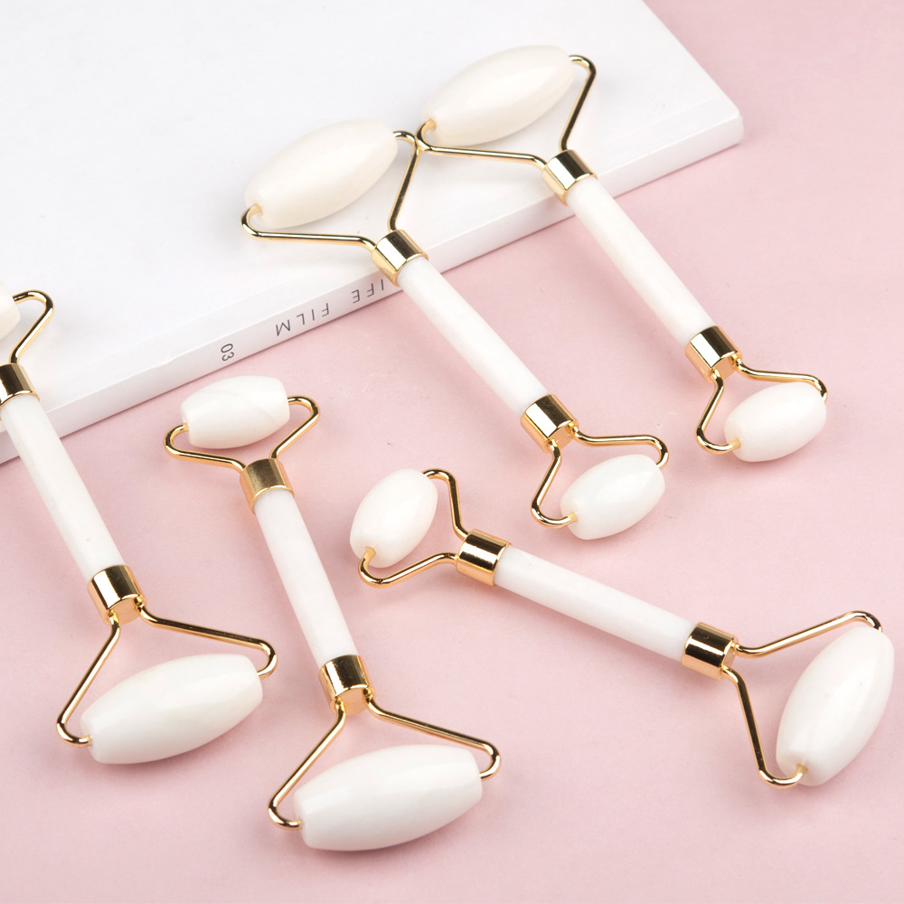 Jade massager, white jade roller massage beauty and skin care tool, portable meridian shoulder and neck massage roller