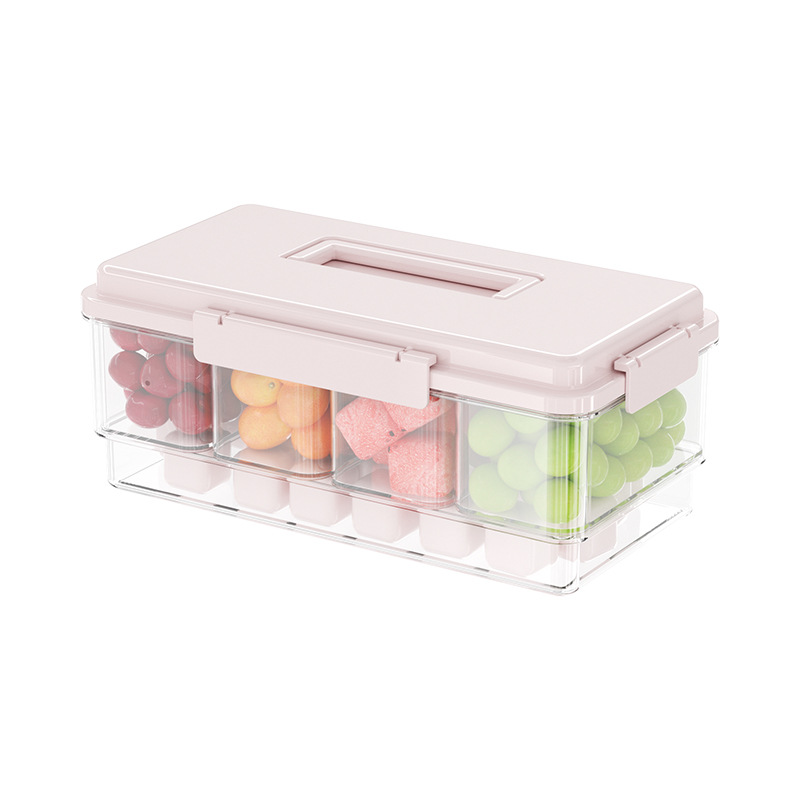 Portable ice-cold storage box with compartments, portable camping fruit bento box, food-grade refrigerator beverage storage box Item Picture