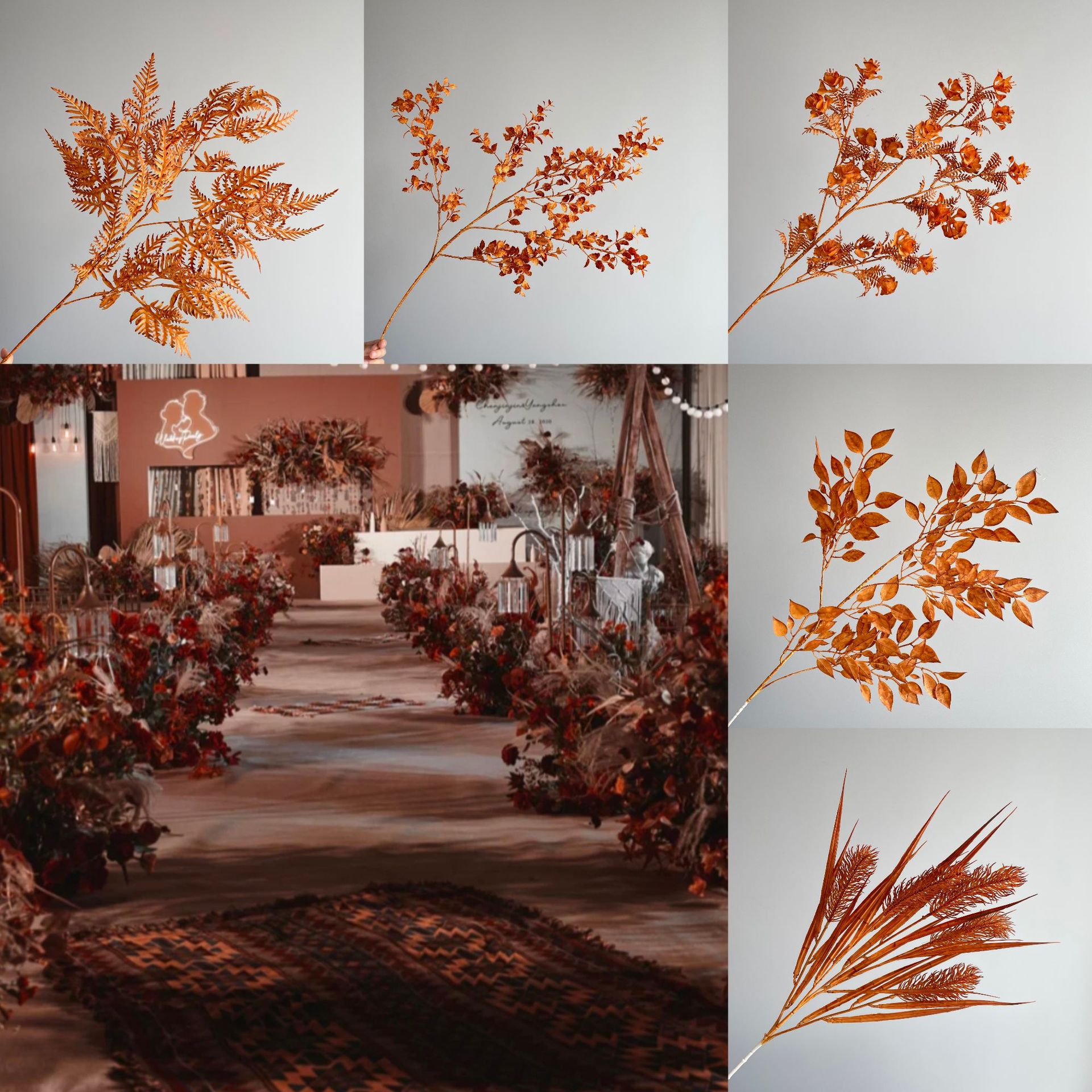 The Medela color series autumn color simulation hydrangea milk tea flower wall and simulation flower window display rose vanilla caramel