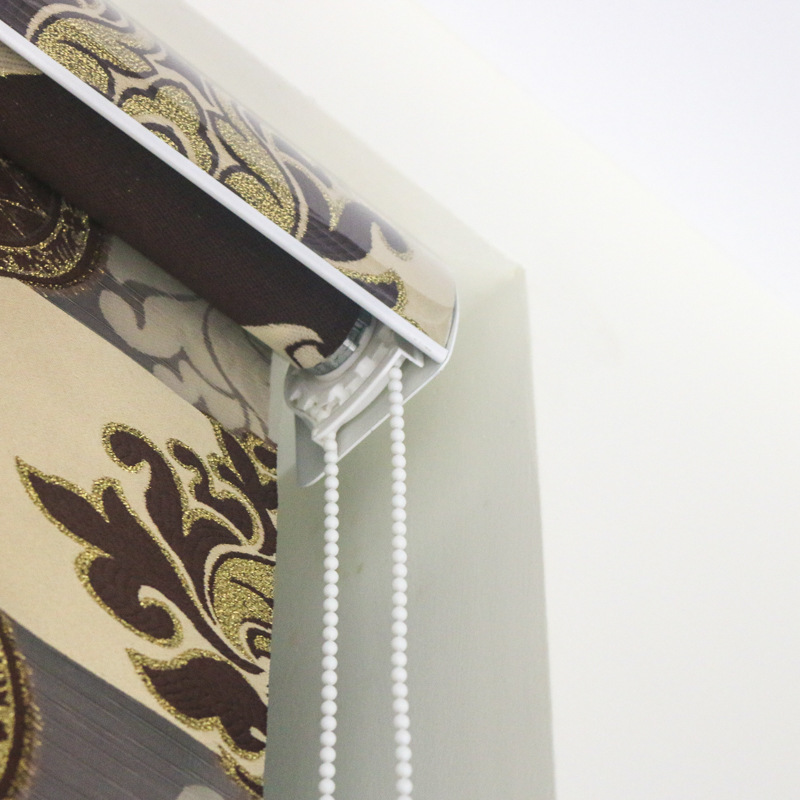 European-style jacquard office bathroom double-layer drawstring soft gauze roller blinds and perforation-free Venetian blinds Specification image