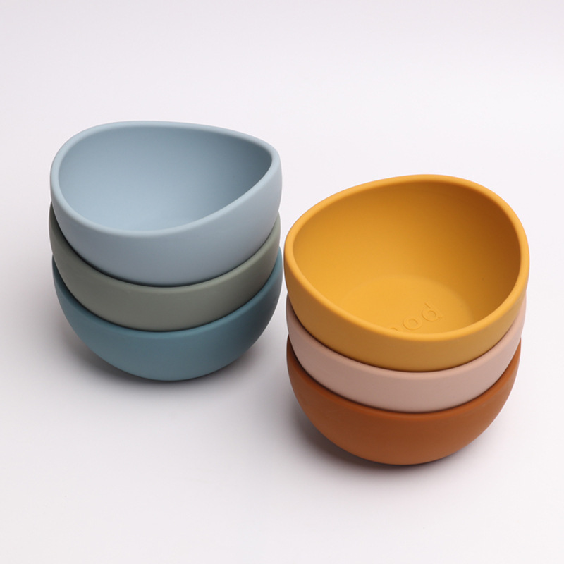 Customizable food-grade silicone children's feeding tableware, baby eating training complementary food bowls, irregular curved bowls Specification drawing
