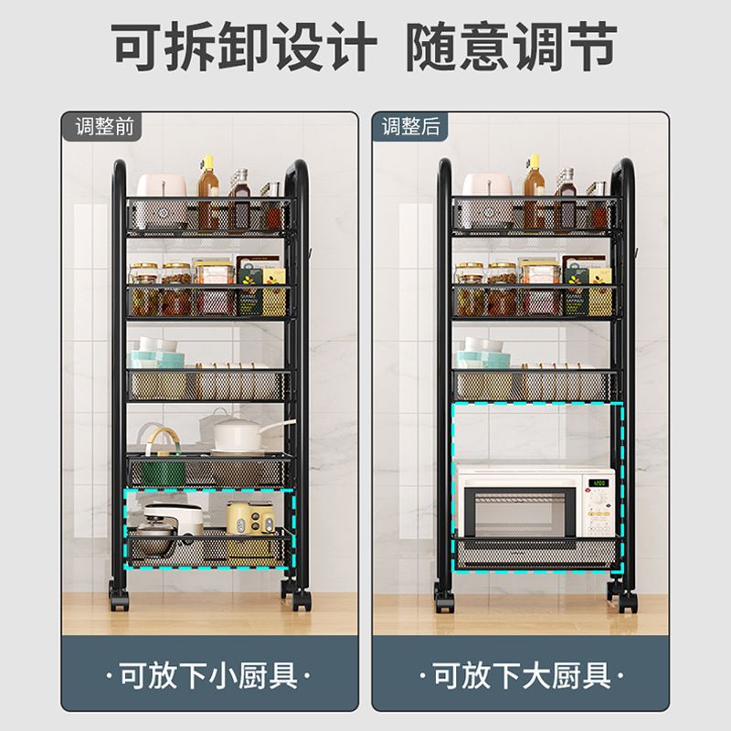Kitchen storage rack, household living room and bathroom storage rack, floor-standing multi-layer movable trolley, fruit and vegetable rack Application Scenario