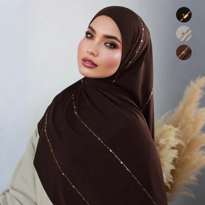Wholesale of new Modal solid-color embossed diamond long scarves and headscarves. High-quality, breathable, soft to the touch, and lustrous cotton scarves for women