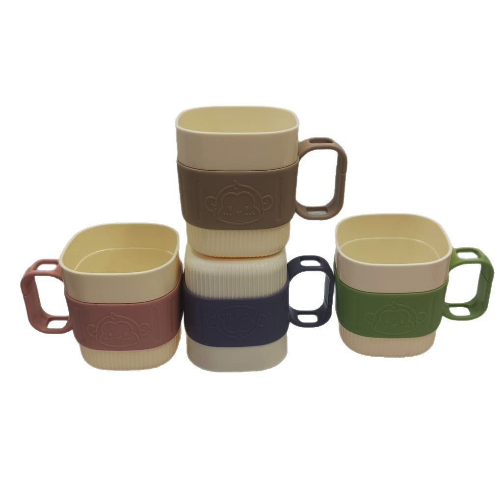 High appearance level transparent striped cup, two-color printed mouthwash cup, student brushing cup, creative square cup RS-202188 details Picture
