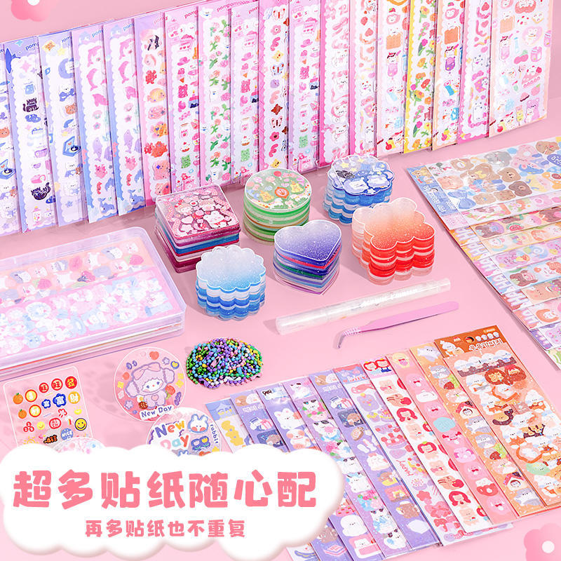 Cream glue Guka sticker set, gift box, storage box, DIY girls and children's toys, planner, DIY materials, Guka tray Specification image