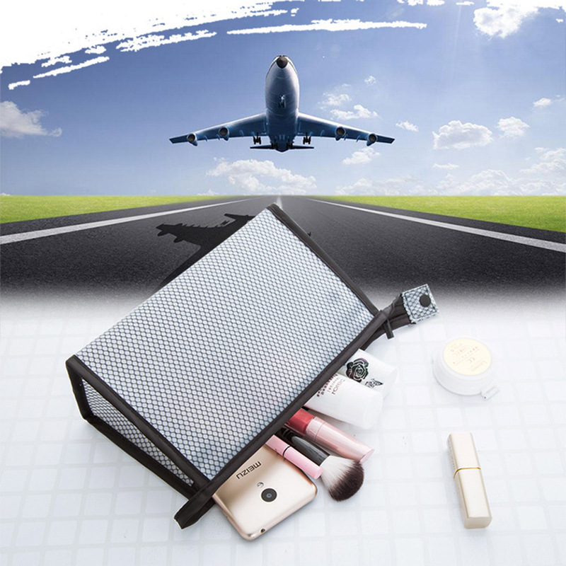 Transparent cosmetic bag, travel storage bag, portable PVC grid toiletry bag, waterproof travel cosmetic supplies storage bag Specification image