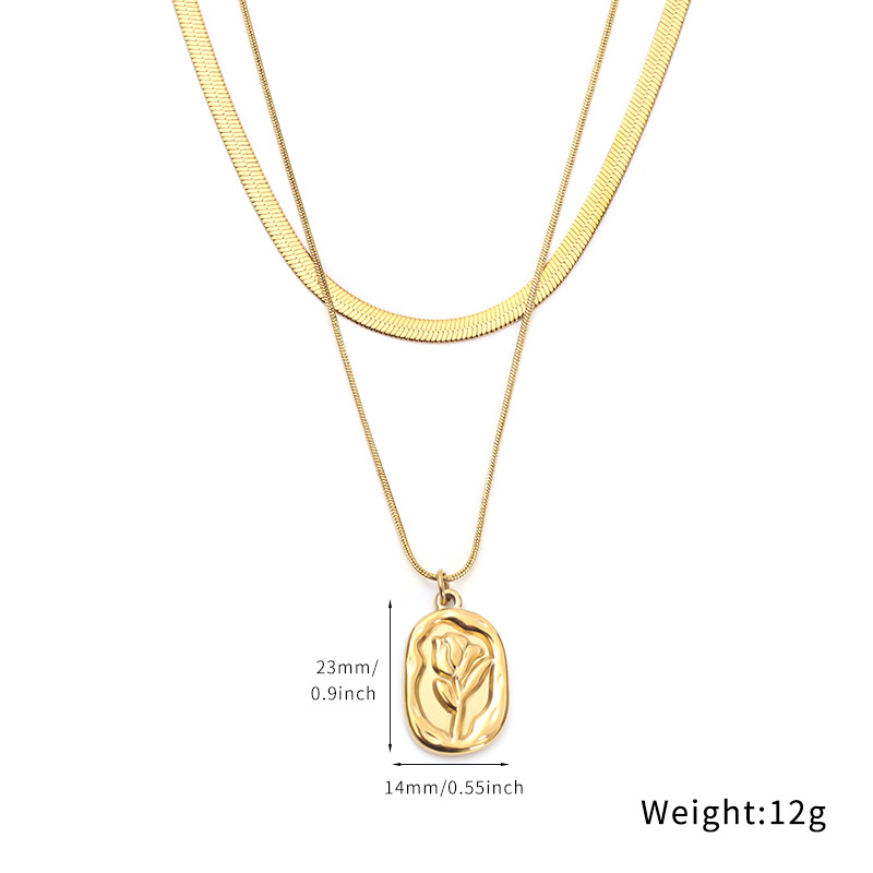 European and American cross-border French double-layer elegant necklace, women's fashionable necklace, light luxury pendant, rose necklace, 18K gold Application Scenario