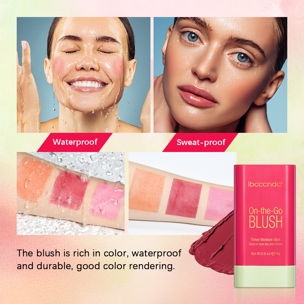 Cross-border bestsellers: Solid blush cream, high-gloss portable contouring blush stick, brightening base makeup Specification drawing