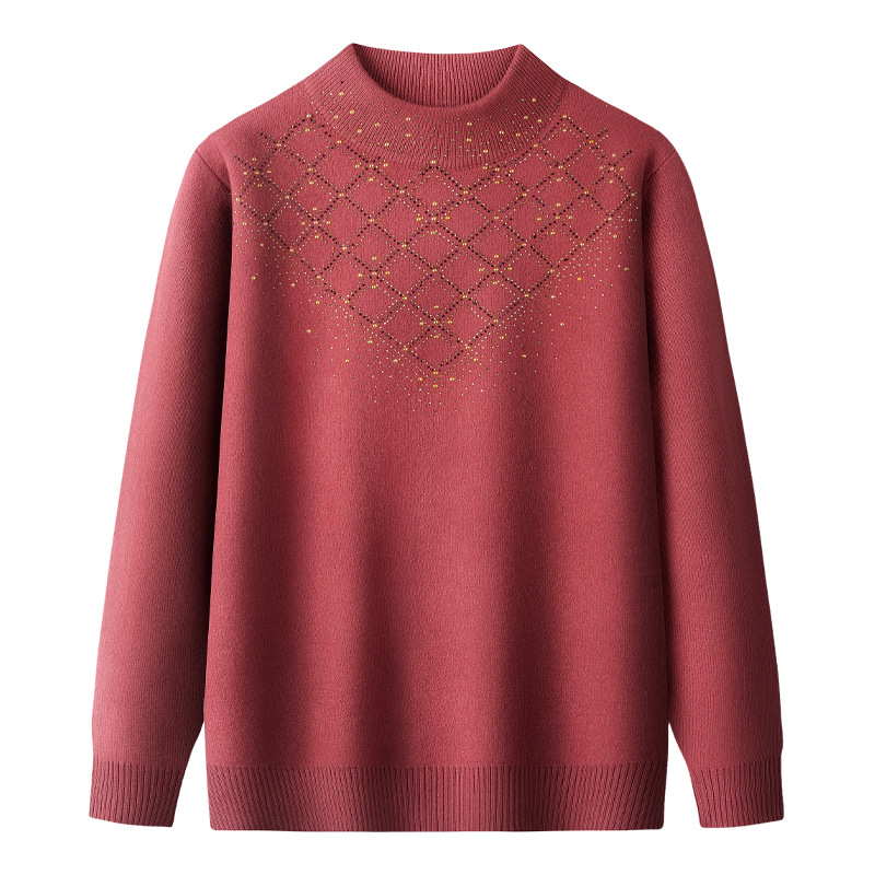 One-piece fleece mom winter wear, fleece thickened sweater, warm middle-aged top, middle-aged and elderly autumn and winter base layer, new women's style Item Picture