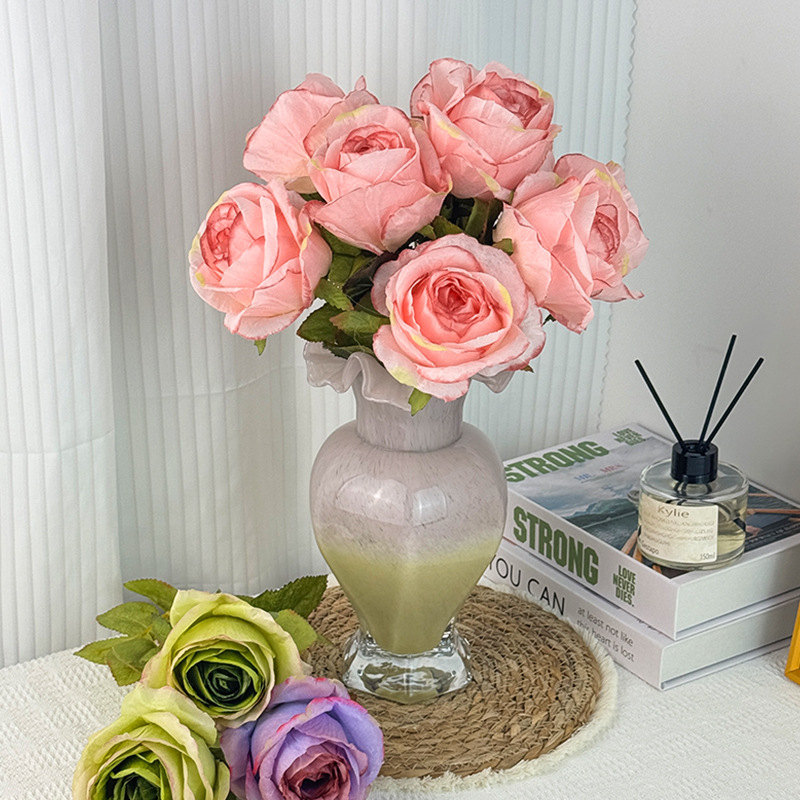 韩式玫瑰仿真花手捧花玫瑰花假花家居客厅餐桌装饰摆件拍照道具细节图