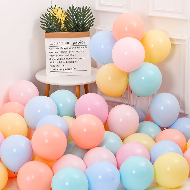 Macaron balloon birthday party event decoration balloon Internet celebrity wedding decoration solid color arch round balloon details Picture