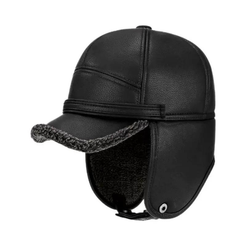 One-piece delivery of winter hats for middle-aged and elderly people, men, fathers, warm and fluffy leather hats, elderly, grandfathers, old men, versatile baseball caps, wholesale from street stalls Item Picture