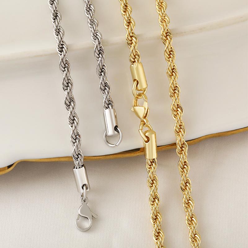 Copper-plated 18K necklace with chain, European and American export accessories, non-fading rough twist chain wholesale diy accessories details Picture