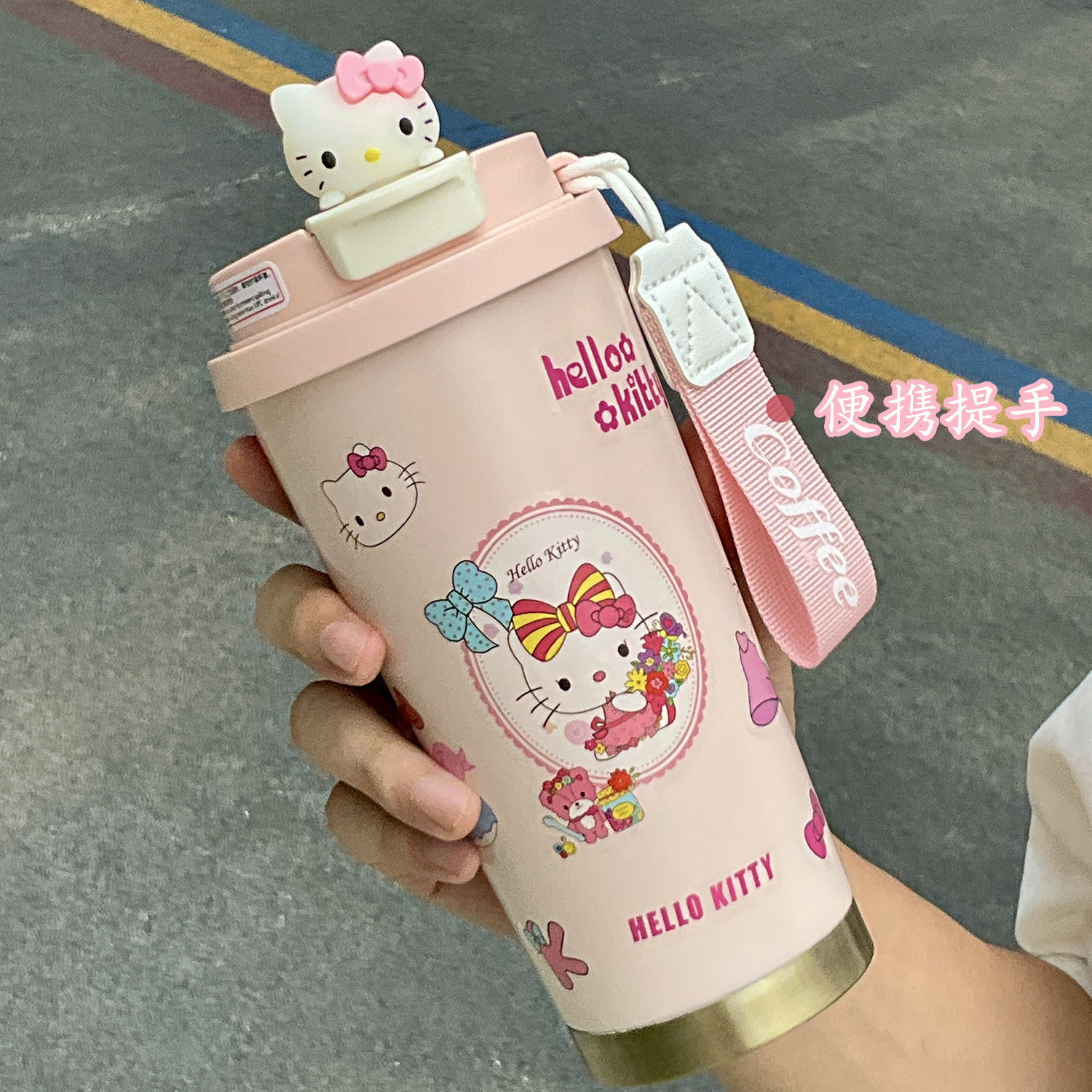 316不锈钢保温杯韩系高颜值卡通kt吸管咖啡杯大容量双饮水杯跨境产品图