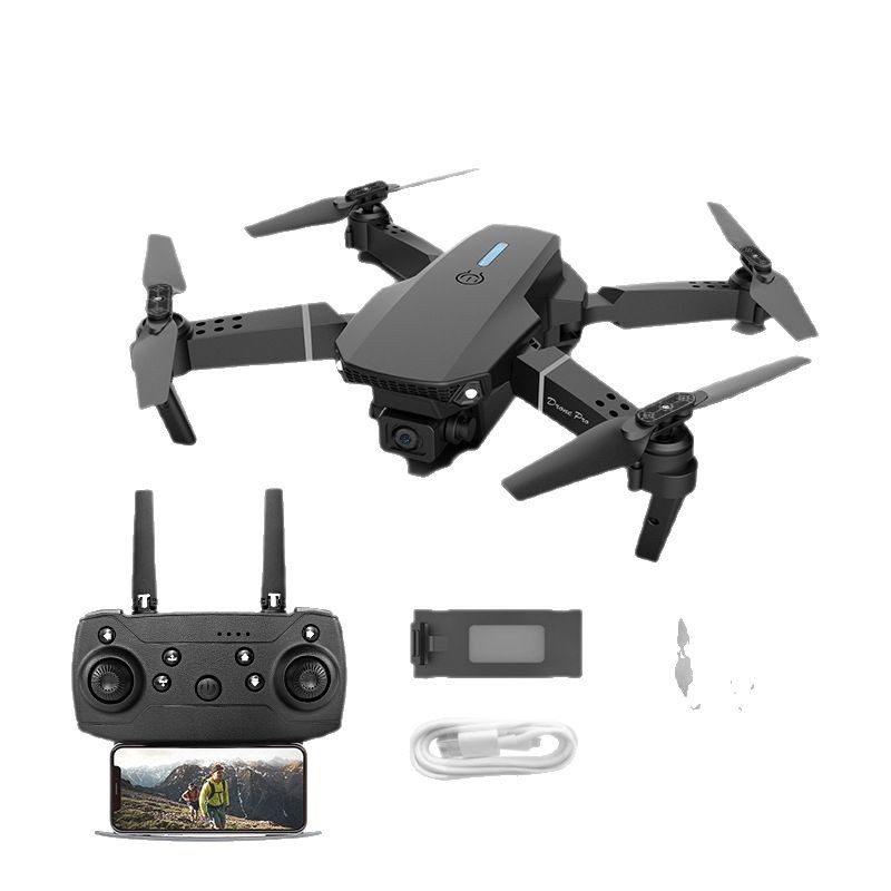 跨境E88&E99无人机遥控飞机工厂批发儿童玩具四轴飞机高清长续航白底实物图