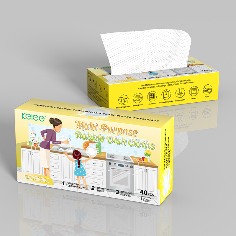 Disposable bubble dishcloths can be used as multi-functional cleaning cloths to remove dirt and grease. They are essential kitchen paper towels and cleaning cloths Item Picture