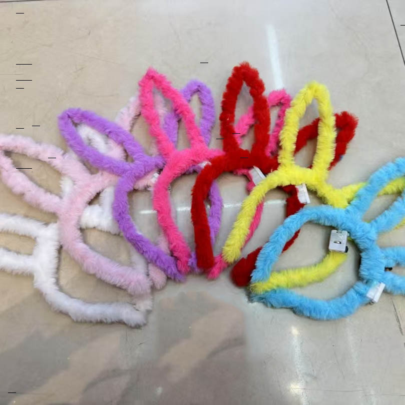 New 14-lamp long-haired rabbit ear headband led plush luminous toy, flashing headband performance hair accessory concert
