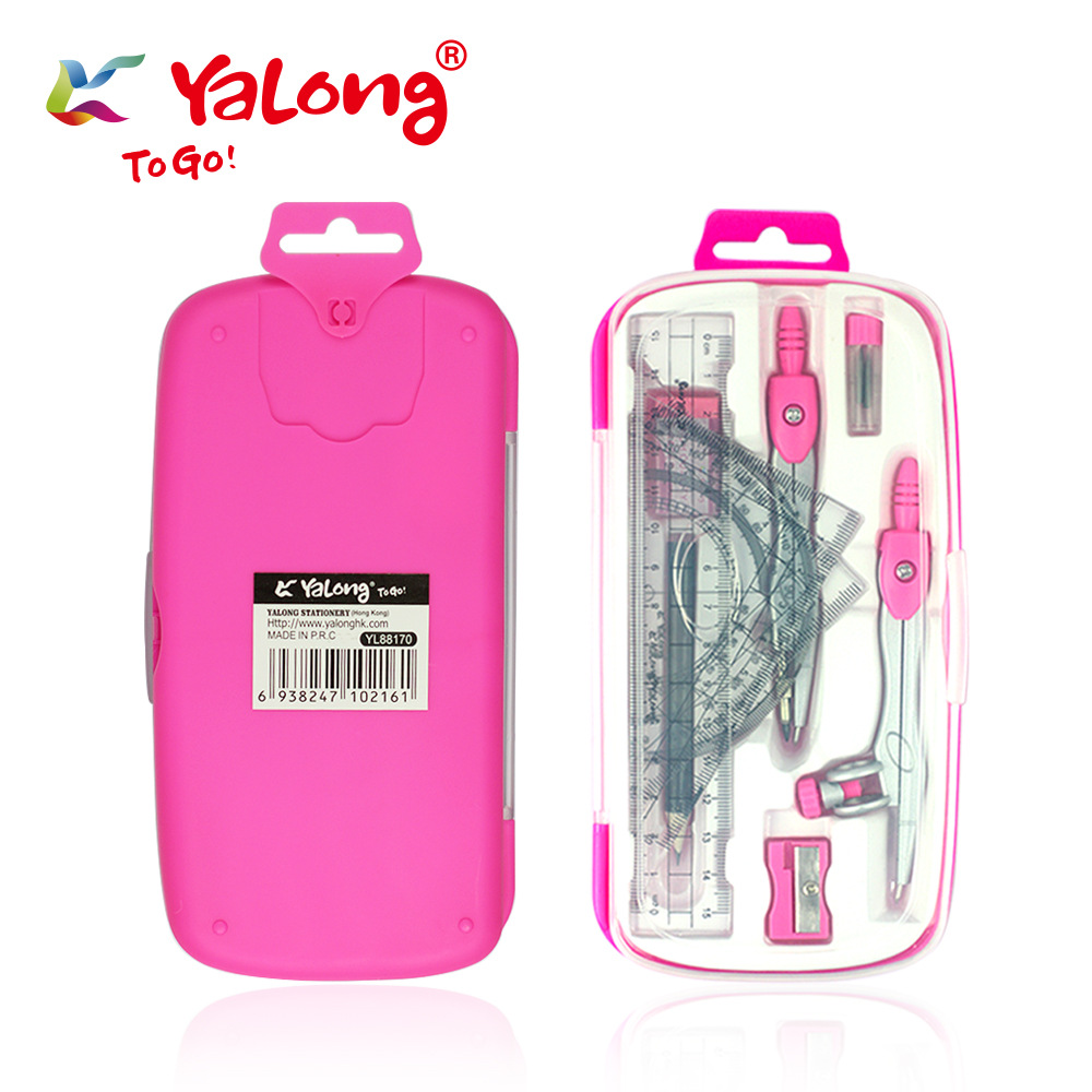 Yalong Cross-border Professional children's pencil compass set, round radius size scale, colored plastic compass for schools Item Picture