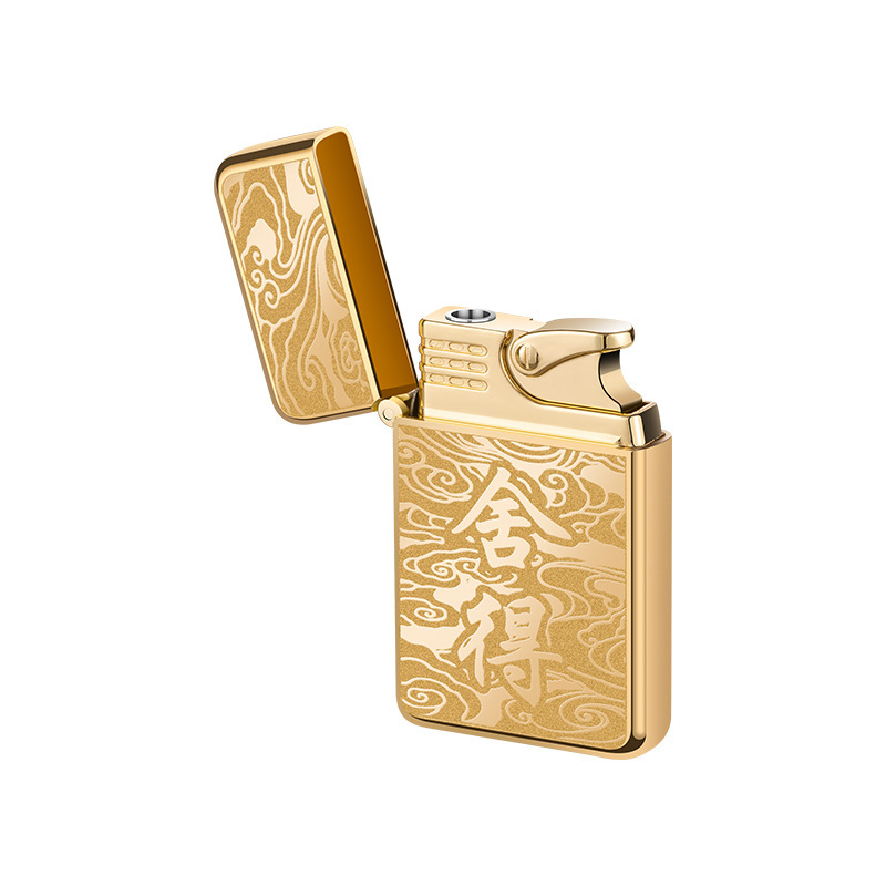 Windproof direct flame metal body dual-color process lighter, men's personalized gift kerosene lighter Item Picture
