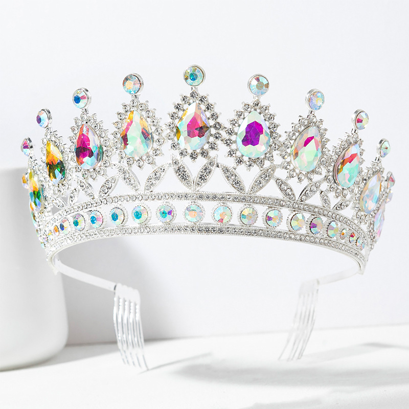 Baroque European and American bride headwear, water diamond comb crown headwear, AB water diamond talent show, grand crown wholesale Application Scenario