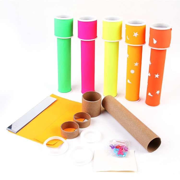 diy colored paper kaleidoscope rotating cylinder science popularization and education equipment assembly Children's art and craft kaleidoscope materials for intelligence Item Picture