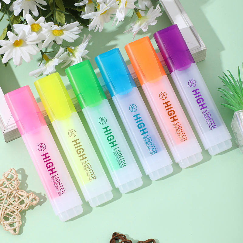 Large-capacity 6-color bold highlighter pen, highlighting key points of students' exams, high appearance level, note-taking office stationery