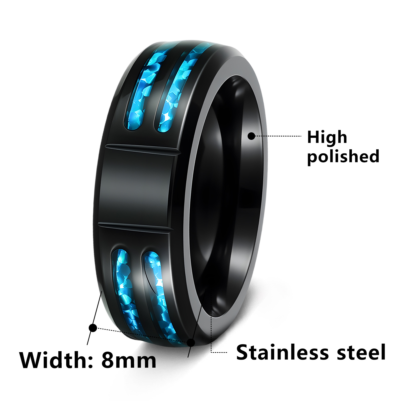 A new best-selling Masonic men's ring set with a blue imitation Aubro laser cross on Amazon in Europe and America Item Picture