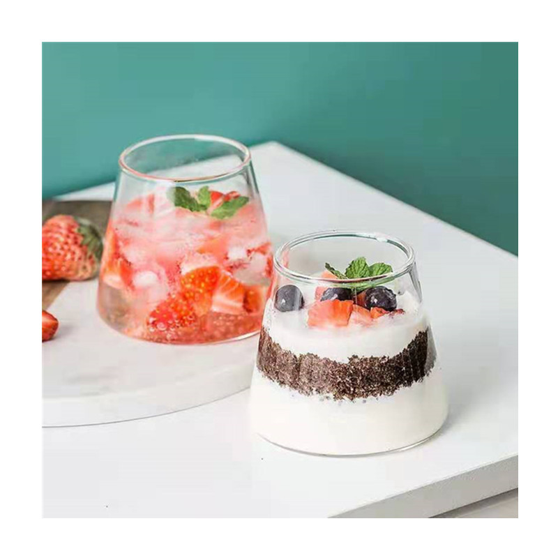 High borosilicate transparent glass Mount Fuji cup for home breakfast, coffee, milk, beer, juice and beverage Application Scenario