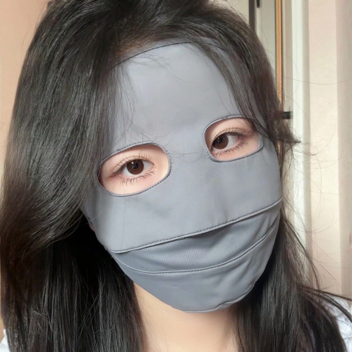 Summer UV protection ice silk mask for women, thin face care, cool three-dimensional hyaluronic acid, ultra-thin, seamless sun protection mask