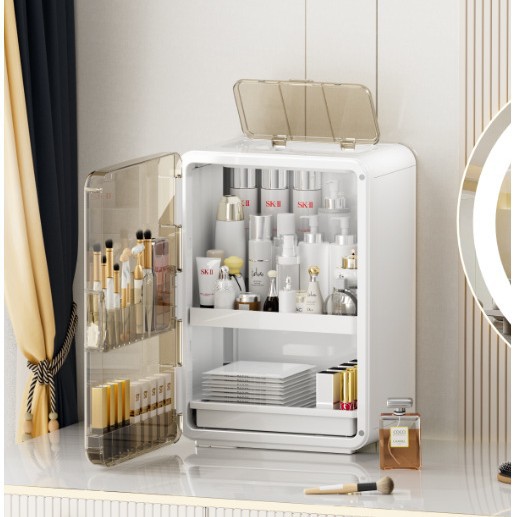 Light luxury cosmetics storage box, desktop lipstick box storage rack, dressing table dust-proof storage box, cosmetics storage box