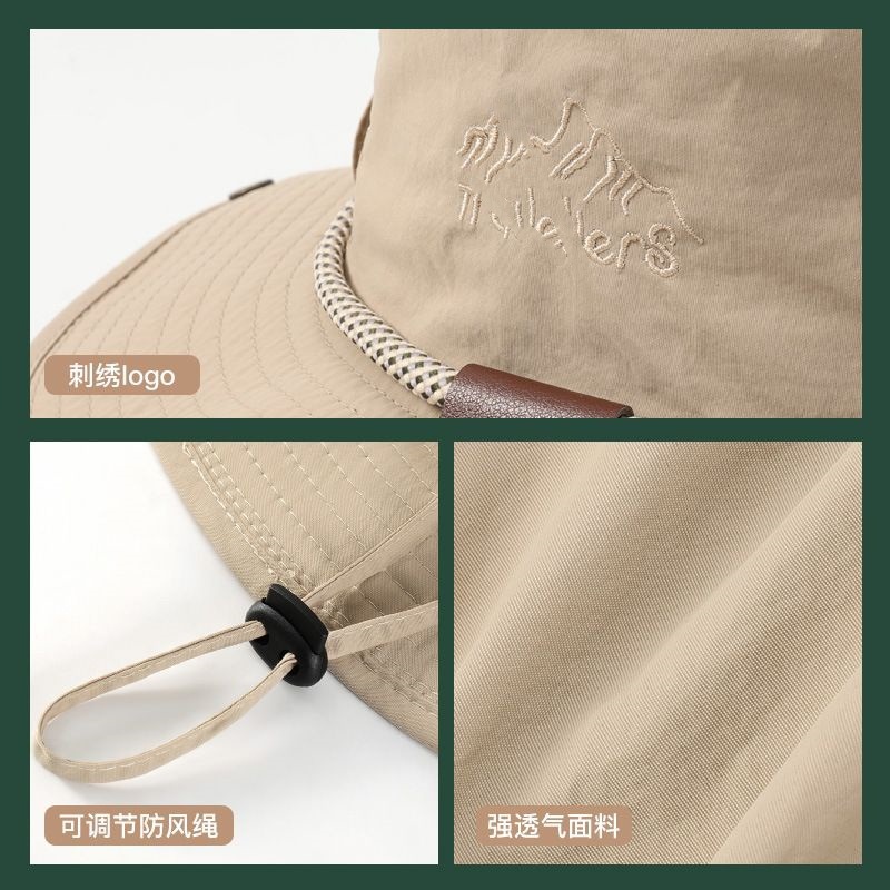 Mountain camping, drawstring, fisherman's hat, outdoor mountain climbing, hiking, sun protection, fishing hat, western cowboy hat Application Scenario
