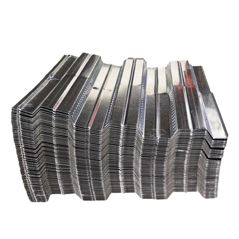 厂家批发开口型高强度镀锌楼承板波浪瓦屋顶瓦耐腐支持定制彩钢瓦白底实物图