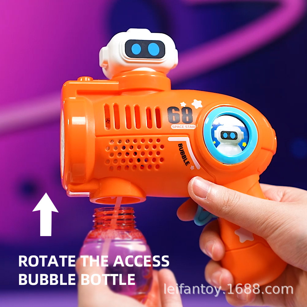 Cross-border 32-hole space alien bubble machine, hand-held electric self-priming rotating light music bubble gun