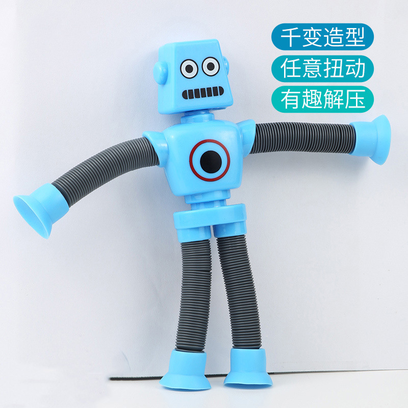 The telescopic suction cup robot is portable, versatile, cartoon, and a light-up children's toy for boys and girls to relieve stress and comfort details Picture