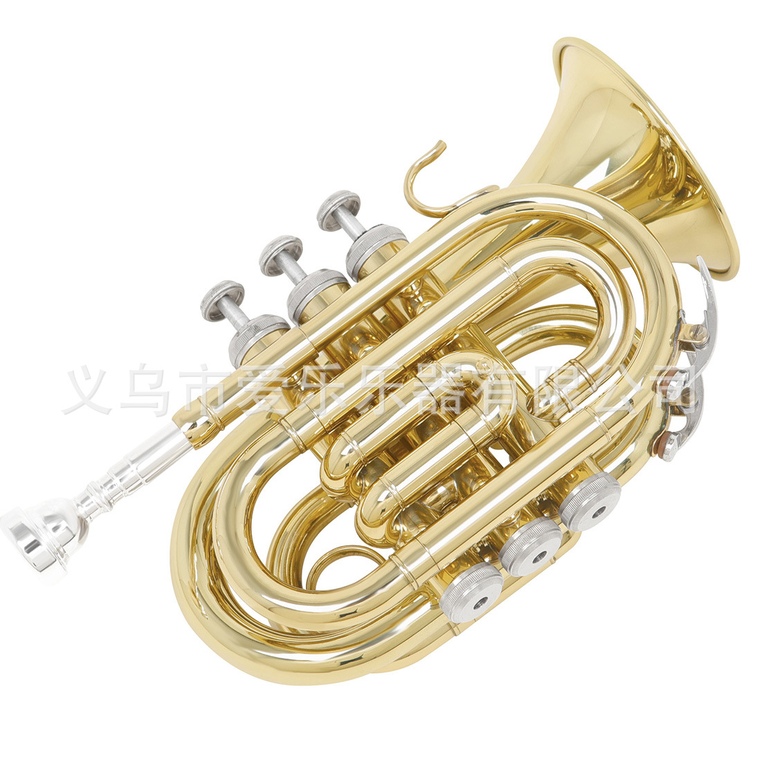 Foreign trade miniature trumpet in B-flat major, brass palm horn for beginners, mini cornet, portable trumpet instrument, palm horn Application Scenario
