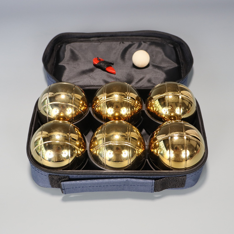 外贸跨境保定铁球镀铬镀钛地掷滚球游戏竞技套三套六套八草地球